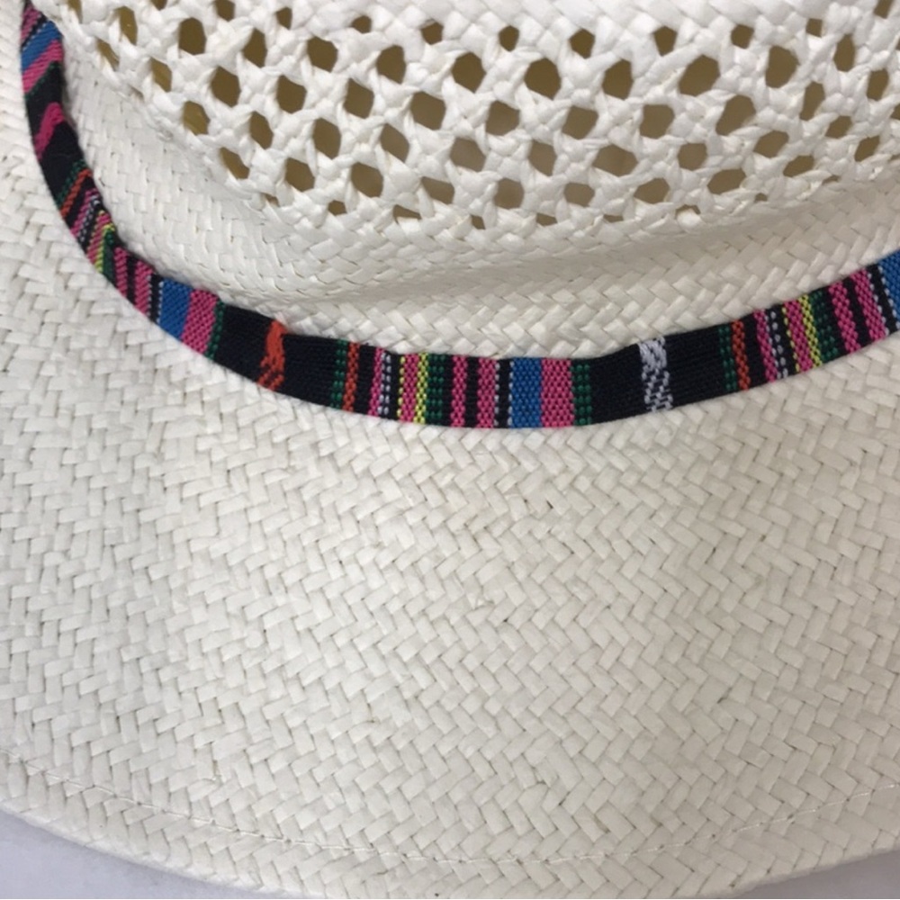 Hat Attack White Beach Hat with Colorful Pom-Poms os - Picture 10 of 10